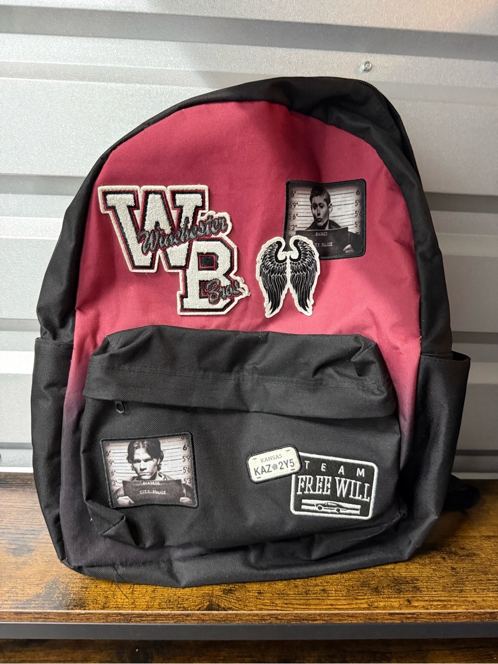Supernatural Winchester Bros Sam & Dean Patches Black & Red Backpack